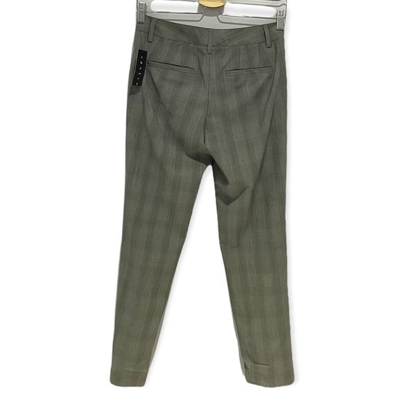 Theory 100% Wool Tamzen Plaid Straight Leg Dress Pant Trousers Cobble Grey 0 NWT - Picture 4 of 11